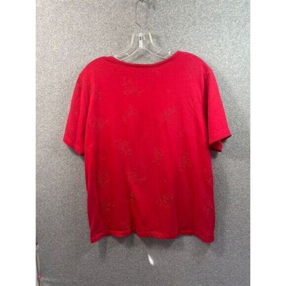 Studio Works Red Embroidered‎ Short Sleeve Cotton/Polyester Top L - Picture 2 of 12